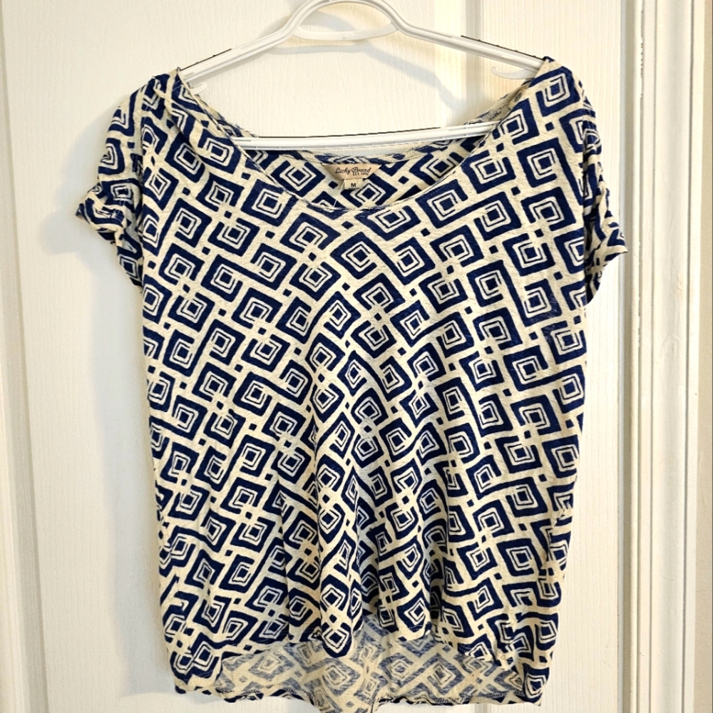 Womens Lucky Brand Geometric Patterned Shirt